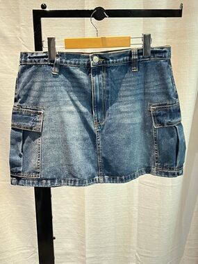Bluenotes 100% Cotton Denim Cargo Mini Skirt - Blue